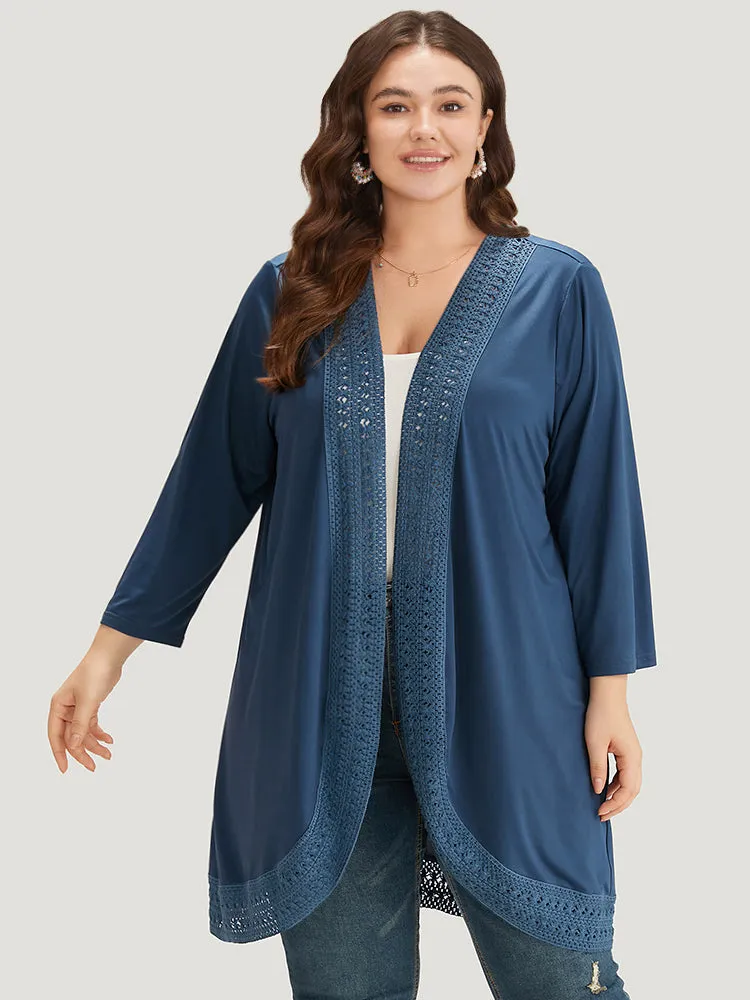 Supersoft Essentials Plain Lace Patchwork Open Front Kimono sold by Bloomchic