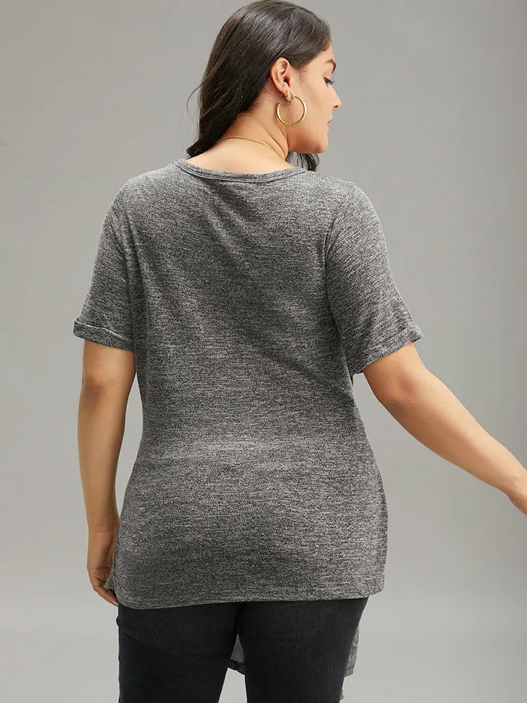 Plain Bowknot Front Heather T-shirt sold by Bloomchic product image thumbnail 2