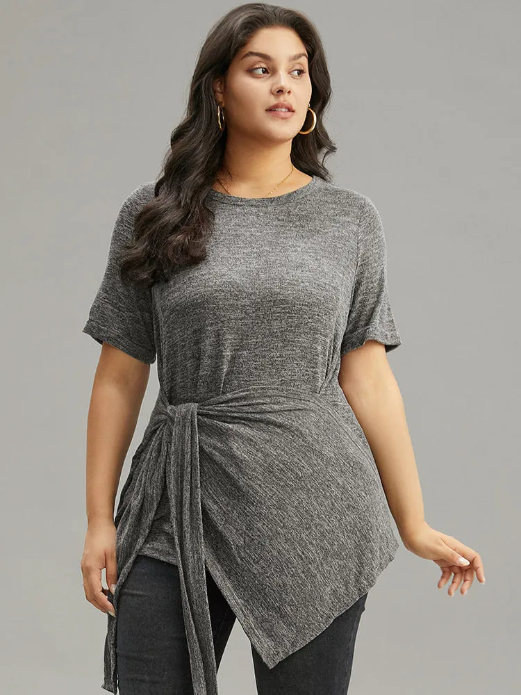 Plain Bowknot Front Heather T-shirt sold by Bloomchic product image thumbnail 4