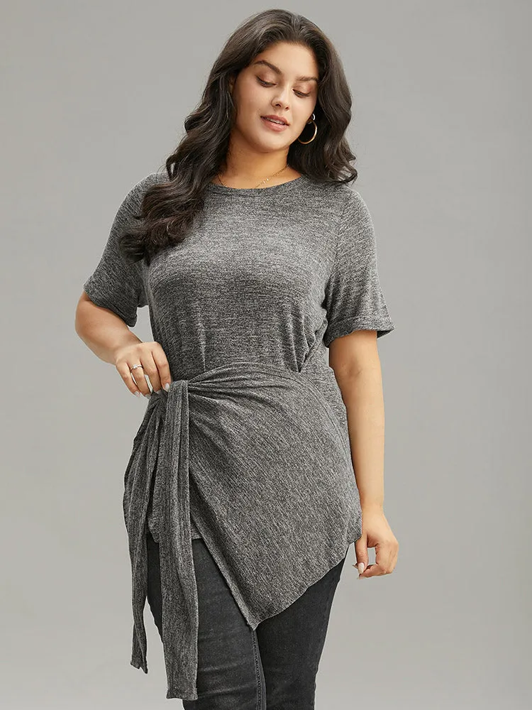 Plain Bowknot Front Heather T-shirt sold by Bloomchic product image thumbnail 3