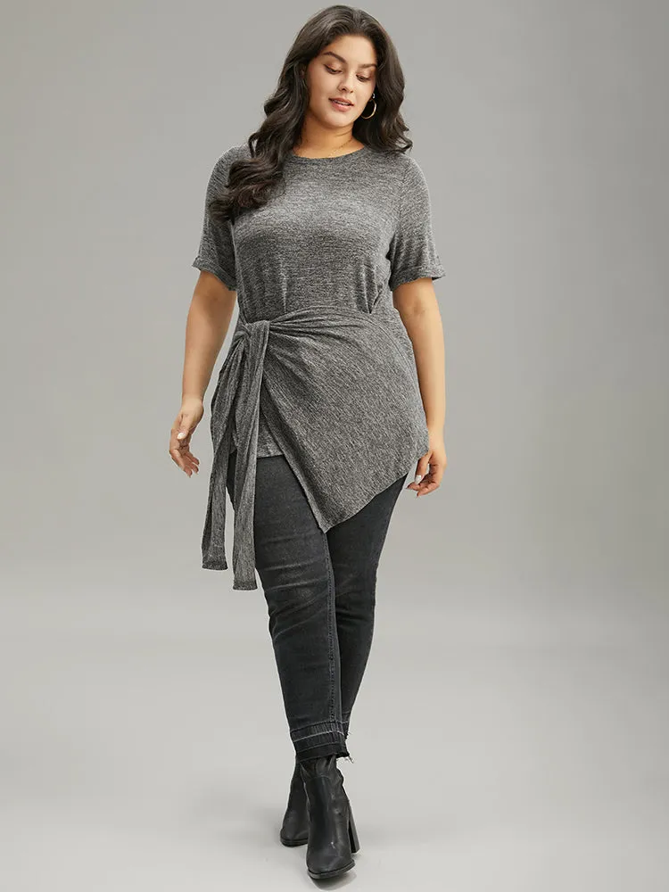 Plain Bowknot Front Heather T-shirt sold by Bloomchic product image thumbnail 5