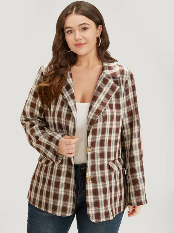 Plaid Button Through Flap Pocket Blazer sold by Bloomchic