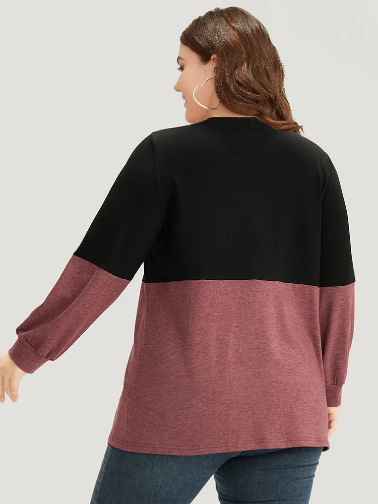 Two Tone Patchwork Elastic Cuffs Crisscross Sweatshirt sold by Bloomchic product image thumbnail 2