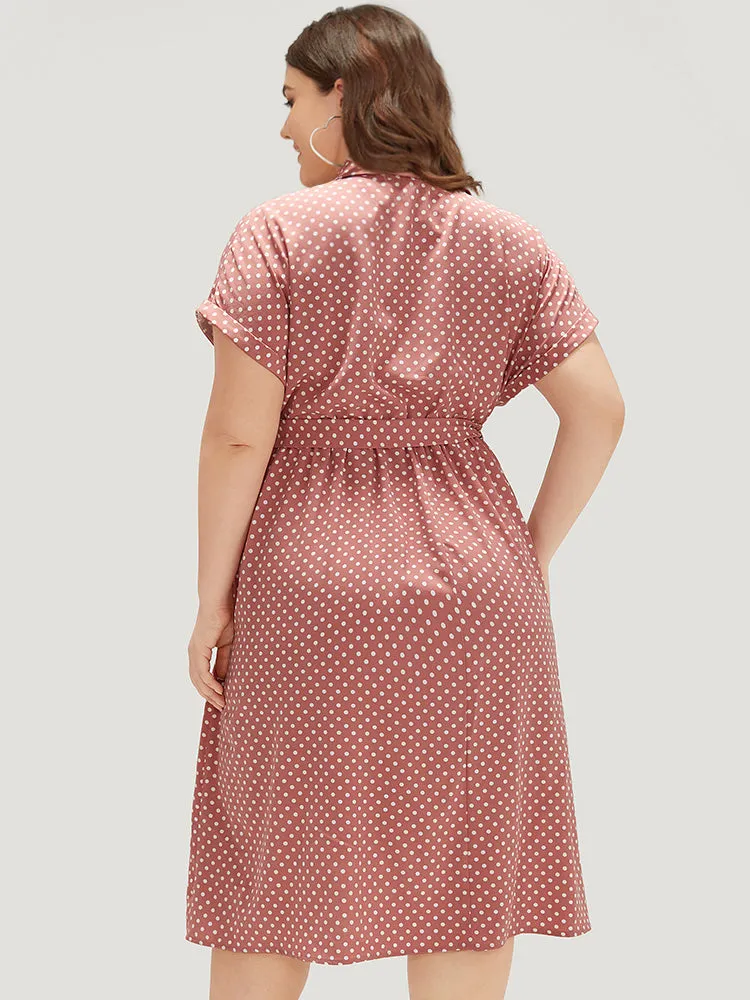 Polka Dot Metal Buckle Belt Button Detail Dress sold by Bloomchic product image thumbnail 4