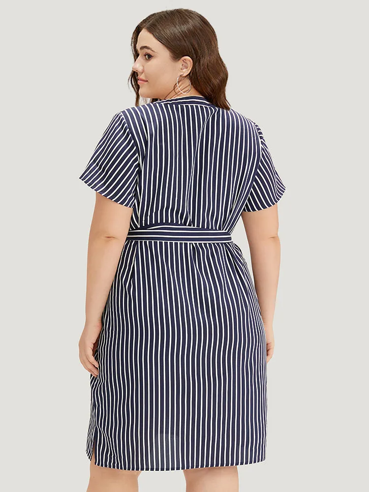 Striped Pocket Button Through Belted Split Hem Dress sold by Bloomchic product image thumbnail 4