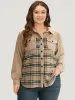 Plaid Pocket Button Through Patchwork Shirt Collar Coat sold by Bloomchic