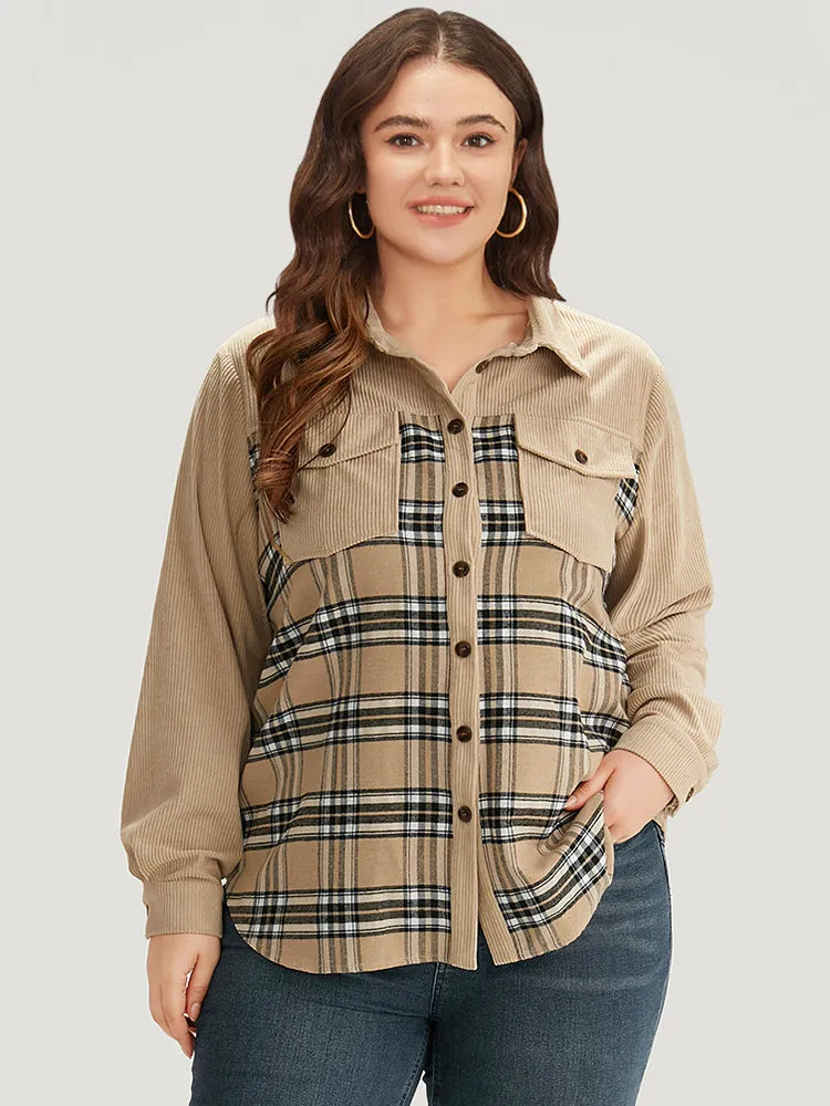 Plaid Pocket Button Through Patchwork Shirt Collar Coat sold by Bloomchic product image thumbnail 5