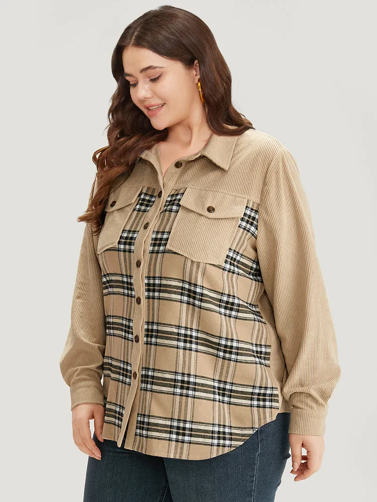 Plaid Pocket Button Through Patchwork Shirt Collar Coat sold by Bloomchic product image thumbnail 3