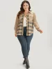 Plaid Pocket Button Through Patchwork Shirt Collar Coat sold by Bloomchic