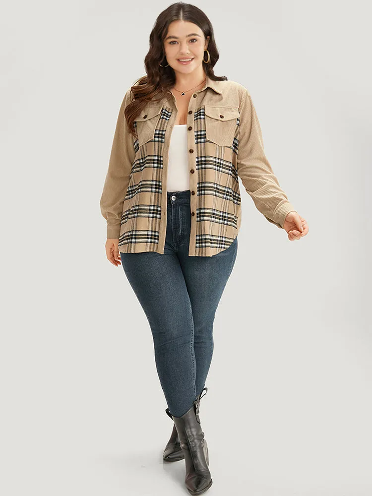 Plaid Pocket Button Through Patchwork Shirt Collar Coat sold by Bloomchic product image thumbnail 4