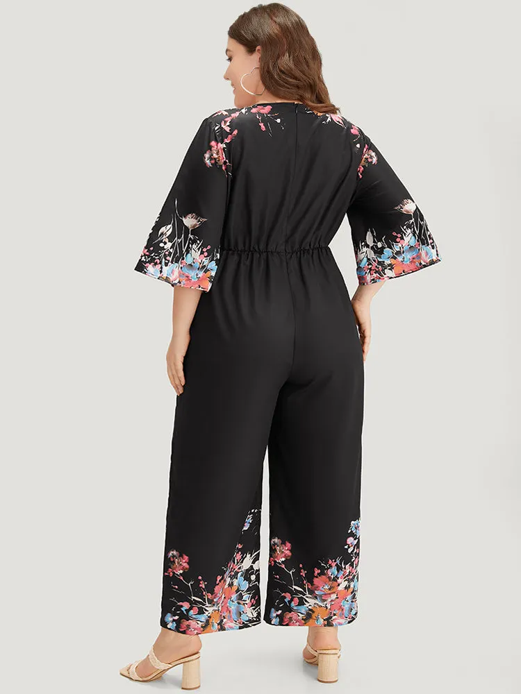 Boho Print Drawstring Pocket Flutter Sleeve Jumpsuit sold by Bloomchic product image thumbnail 2