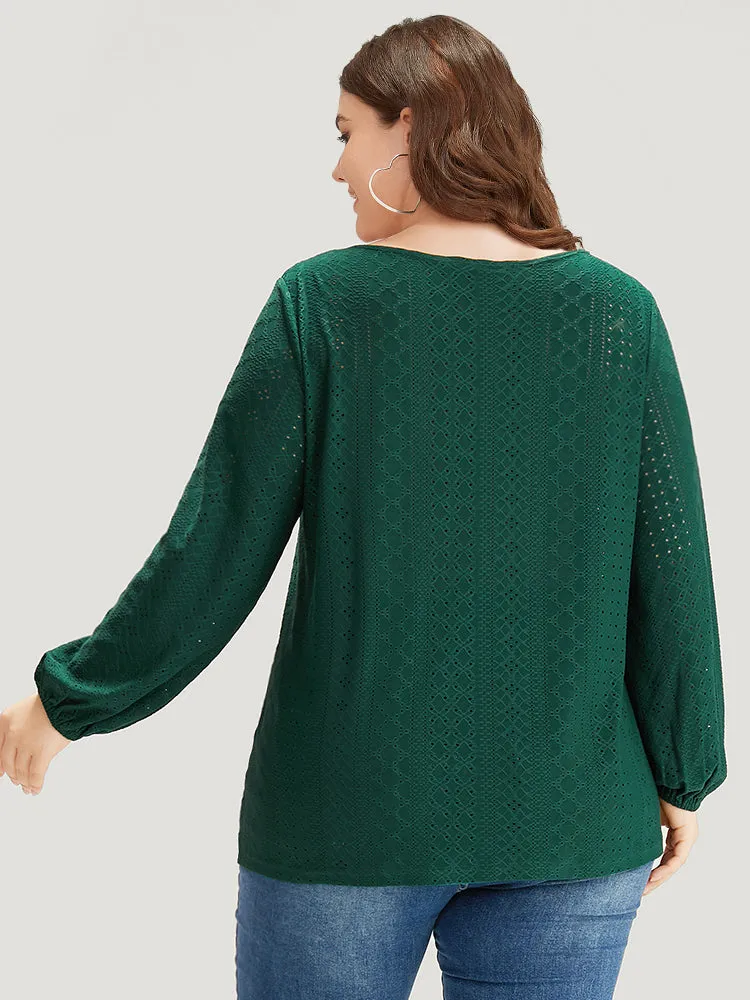 Plain Broderie Anglaise Knot Neck Lantern Sleeve T-shirt sold by Bloomchic product image thumbnail 2