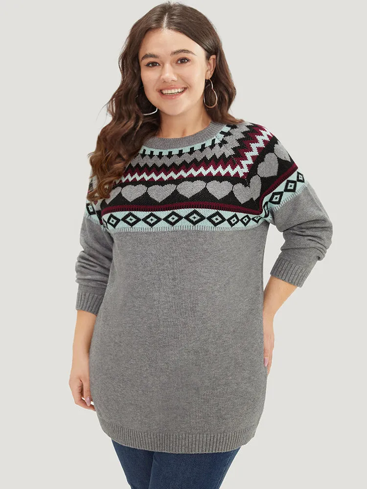 Heart & Geo Print Raglan Sleeve Pullover sold by Bloomchic product image thumbnail 3