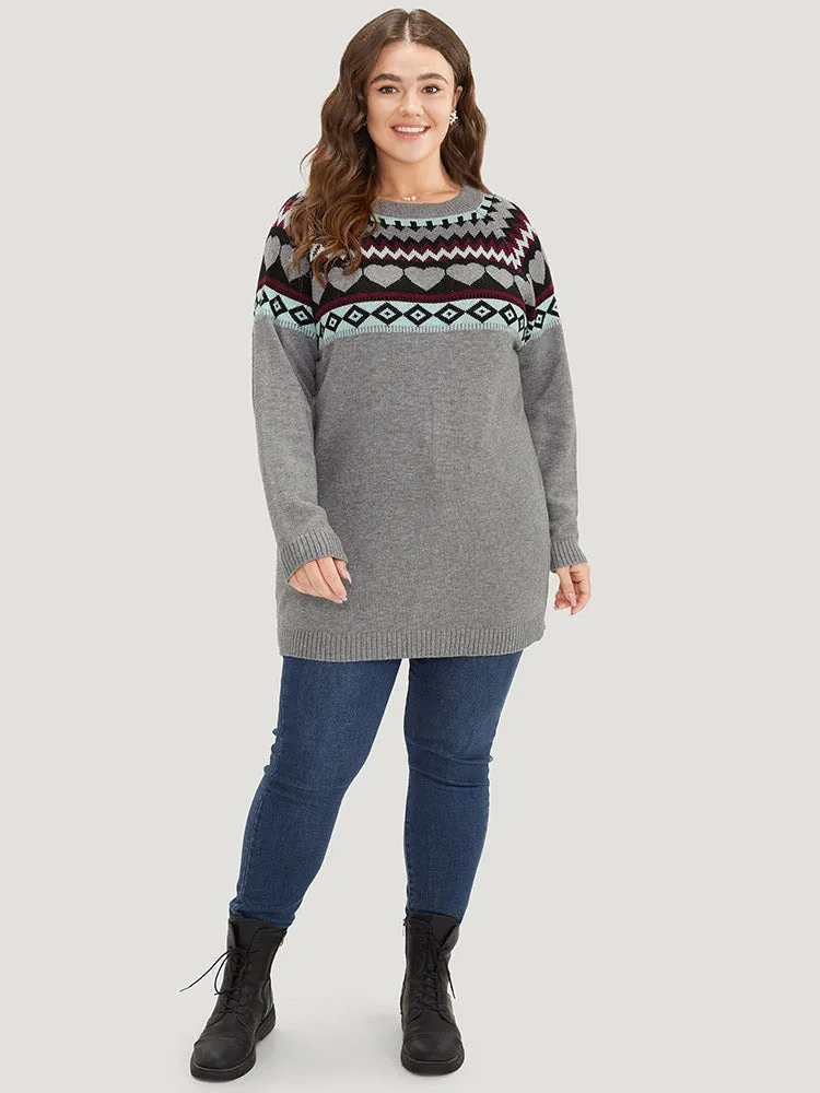Heart & Geo Print Raglan Sleeve Pullover sold by Bloomchic product image thumbnail 4