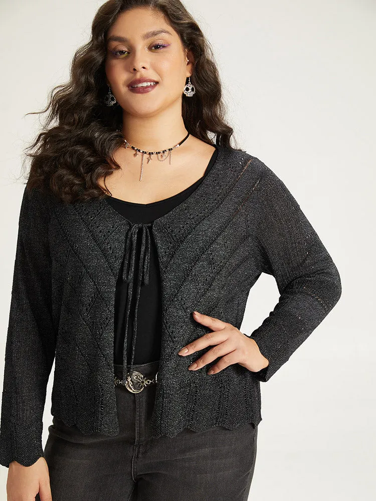 Supersoft Essentials Halloween Plain Hollow Out Ties Open Front Cardigan sold by Bloomchic product image thumbnail 3