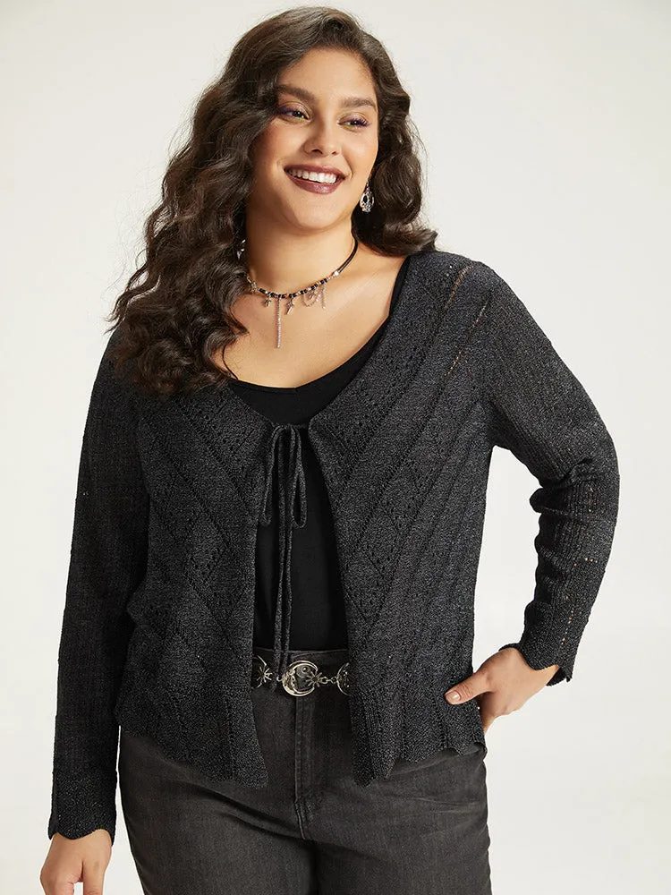 Supersoft Essentials Halloween Plain Hollow Out Ties Open Front Cardigan sold by Bloomchic product image thumbnail 4