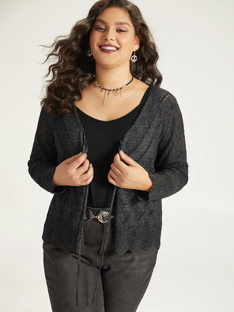 Supersoft Essentials Halloween Plain Hollow Out Ties Open Front Cardigan sold by Bloomchic product image thumbnail 5