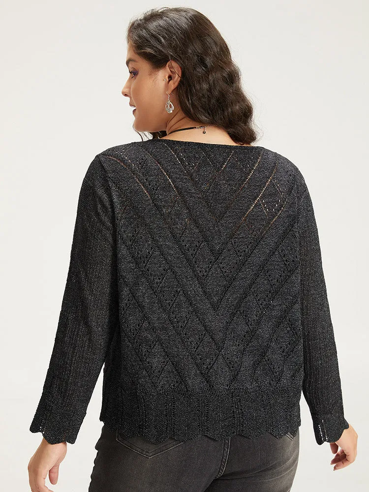 Supersoft Essentials Halloween Plain Hollow Out Ties Open Front Cardigan sold by Bloomchic product image thumbnail 2