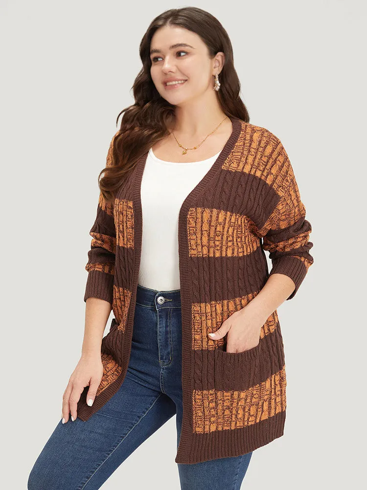 Halloween Colorblock Cable Knit Patched Pocket Cardigan sold by Bloomchic product image thumbnail 5