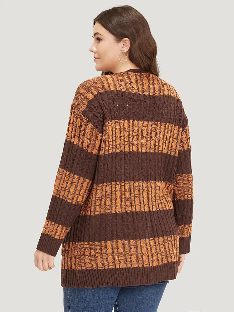 Halloween Colorblock Cable Knit Patched Pocket Cardigan sold by Bloomchic product image thumbnail 2