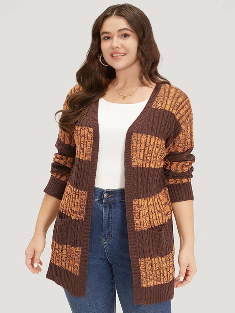 Halloween Colorblock Cable Knit Patched Pocket Cardigan sold by Bloomchic product image thumbnail 4