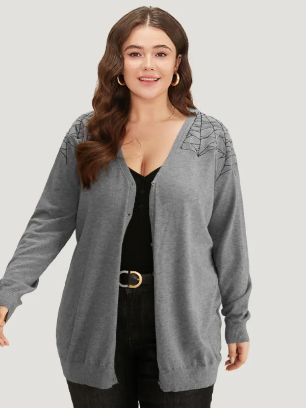 Supersoft Essentials Halloween Spider Web Button Through Cardigan sold by Bloomchic
