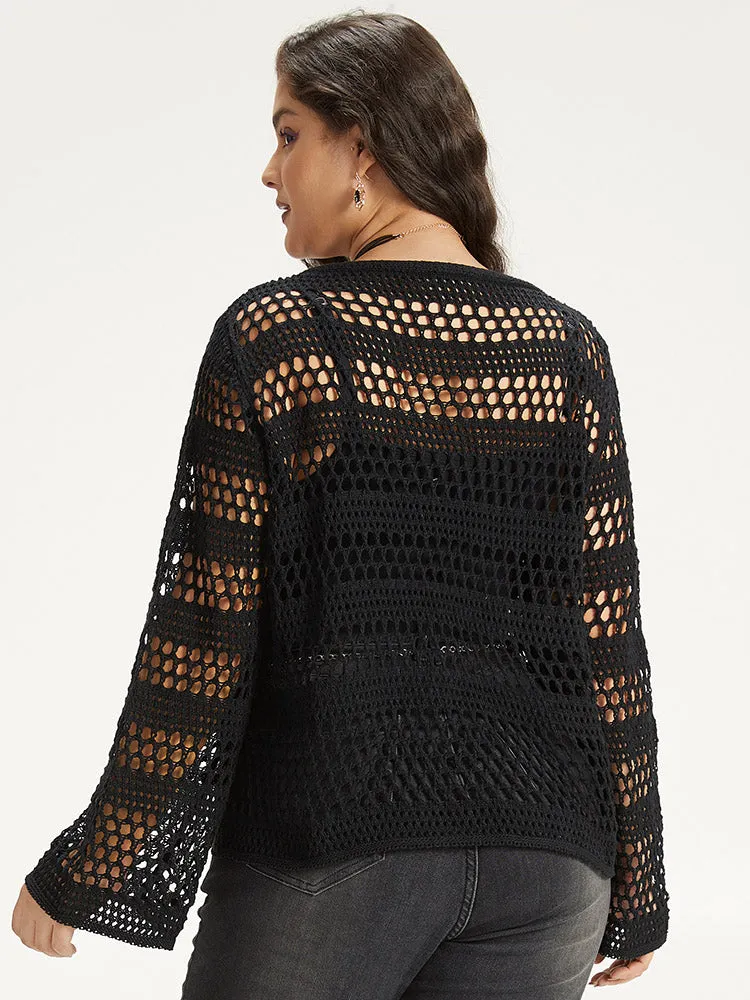 Halloween Plain Hollow Out Ties Open Front Cardigan sold by Bloomchic product image thumbnail 2