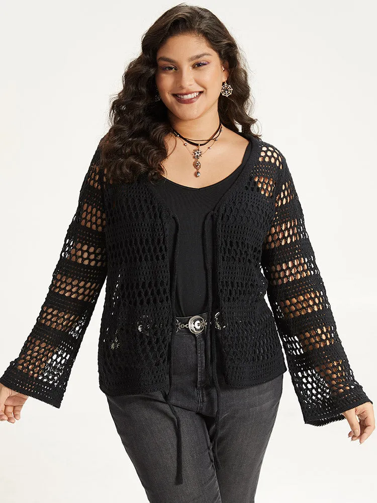 Halloween Plain Hollow Out Ties Open Front Cardigan sold by Bloomchic product image thumbnail 4