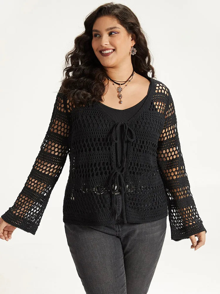 Halloween Plain Hollow Out Ties Open Front Cardigan sold by Bloomchic product image thumbnail 5