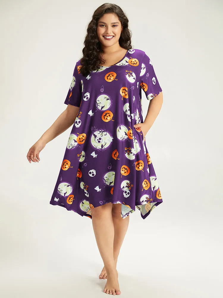 Halloween Graphic Round Neck Sleep Midi Dress sold by Bloomchic
