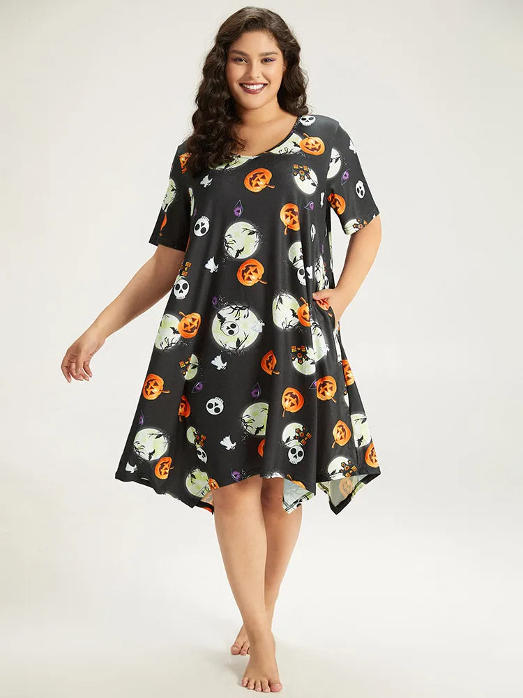 Halloween Graphic Round Neck Sleep Midi Dress sold by Bloomchic product image thumbnail 5