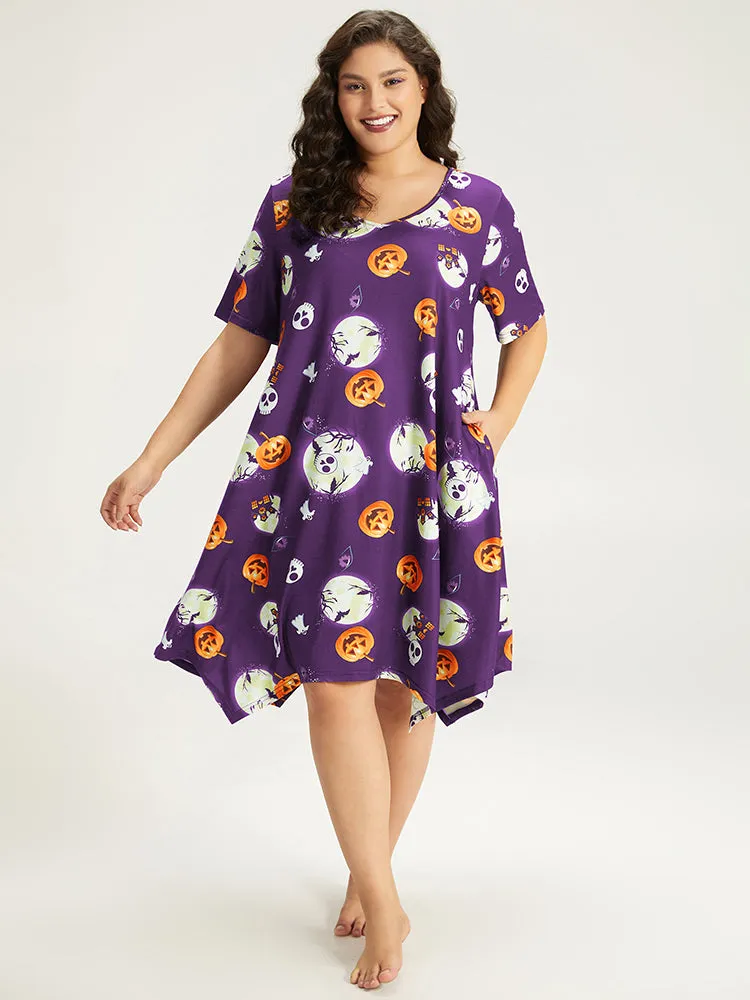 Halloween Graphic Round Neck Sleep Midi Dress sold by Bloomchic product image thumbnail 4