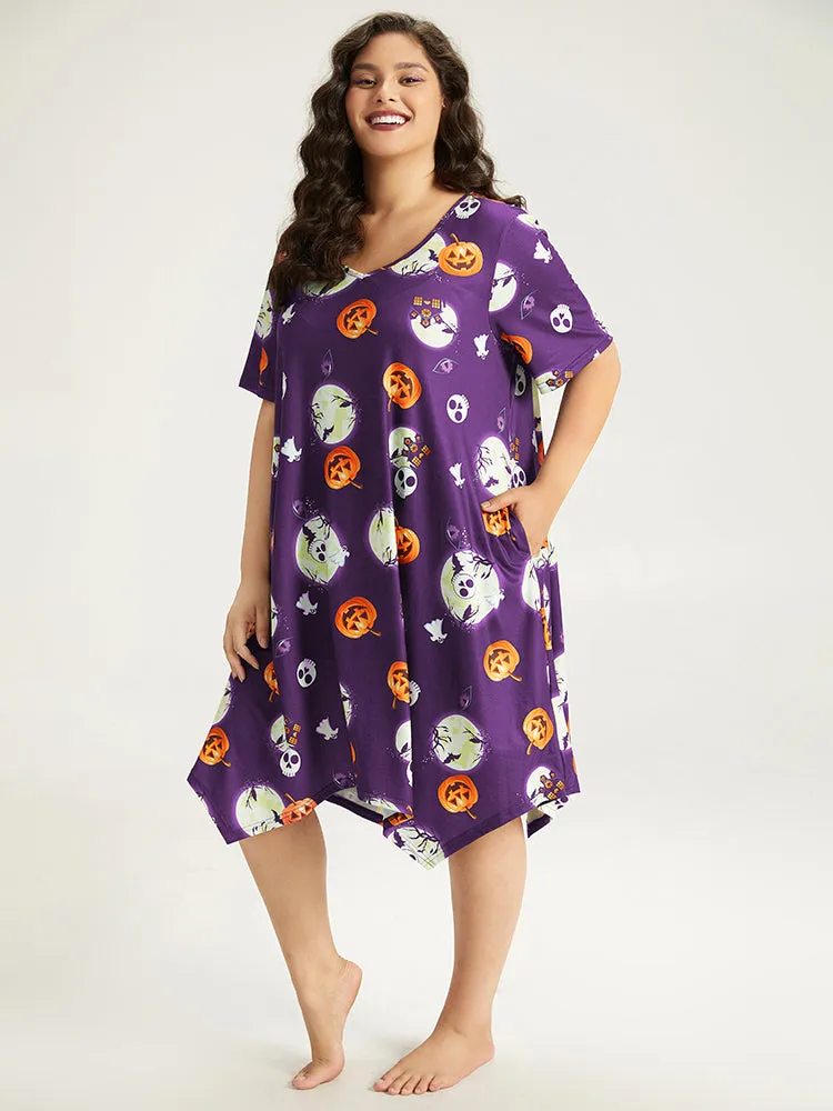 Halloween Graphic Round Neck Sleep Midi Dress sold by Bloomchic product image thumbnail 3