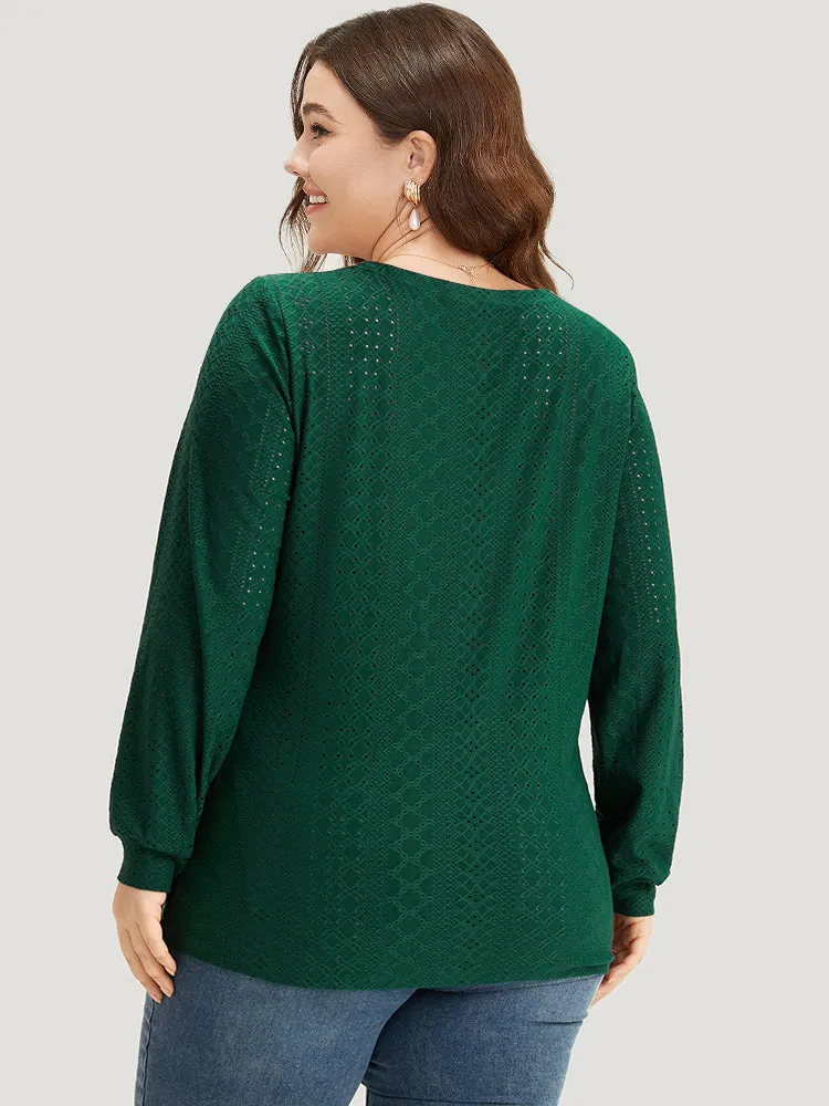 Plain Elastic Cuffs Wrap Broderie Anglaise Gathered T-shirt sold by Bloomchic product image thumbnail 2