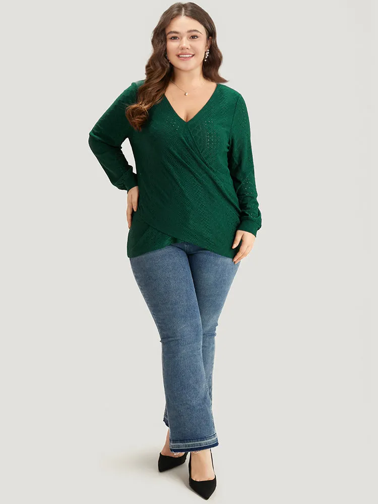 Plain Elastic Cuffs Wrap Broderie Anglaise Gathered T-shirt sold by Bloomchic product image thumbnail 4