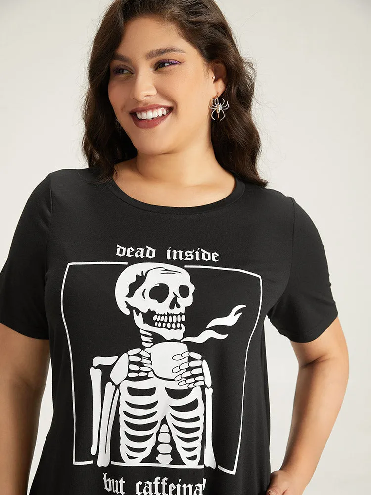 Halloween Skull Print Pocket Arc Hem Dress sold by Bloomchic product image thumbnail 5