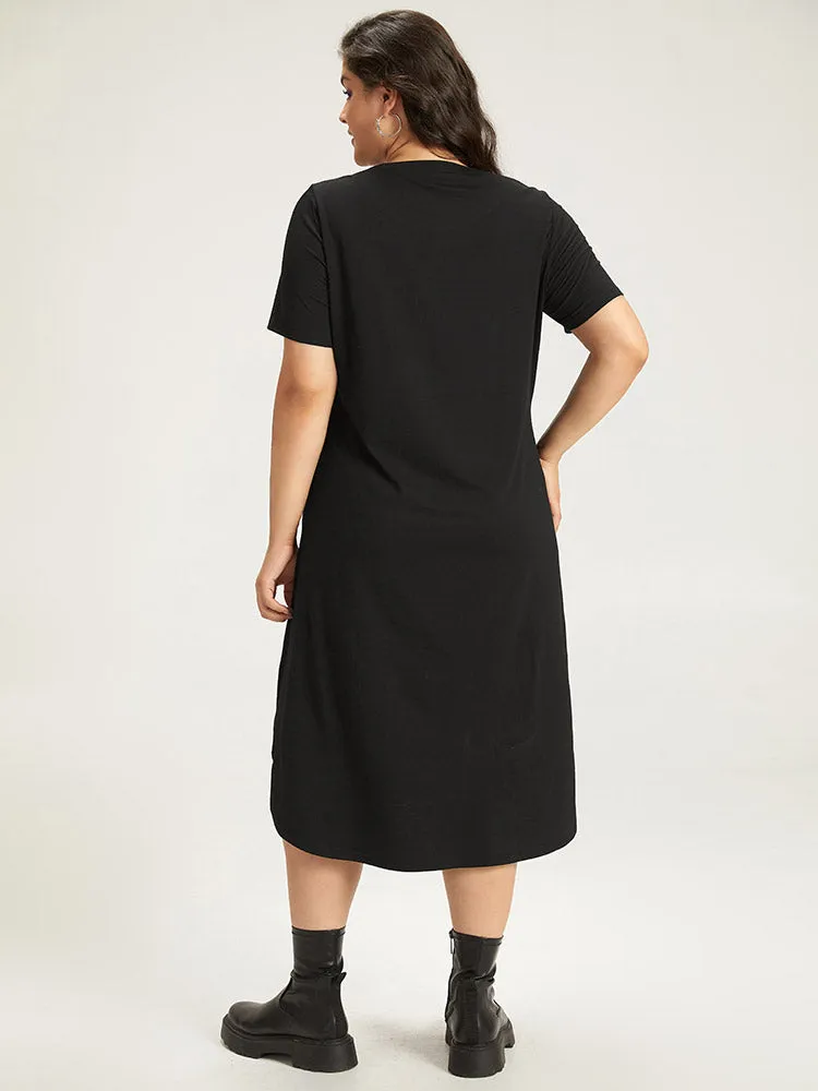 Halloween Skull Print Pocket Arc Hem Dress sold by Bloomchic product image thumbnail 3