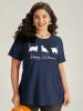 Halloween Letter & Animals Crew Neck T-shirt sold by Bloomchic
