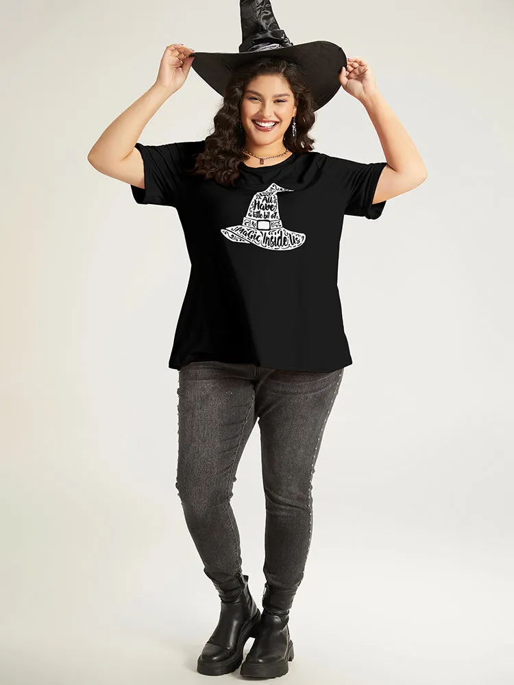 Halloween Graphic Roll Sleeve Crew Neck T-shirt sold by Bloomchic product image thumbnail 4