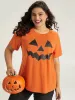 Halloween Print Crew Neck T-shirt sold by Bloomchic
