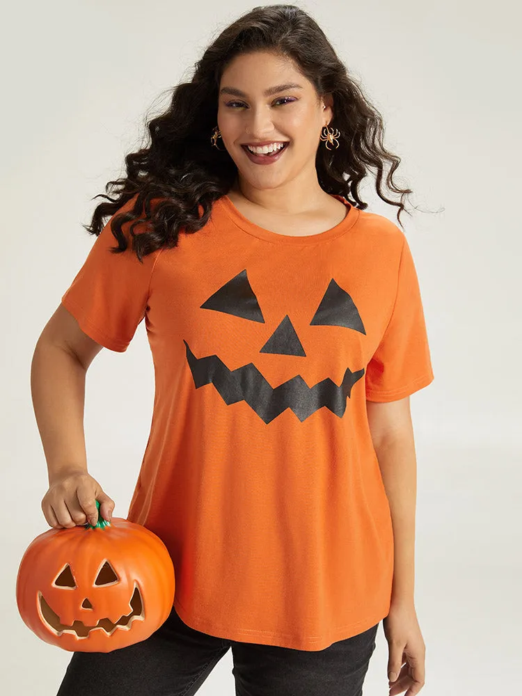 Halloween Print Crew Neck T-shirt sold by Bloomchic product image thumbnail 5
