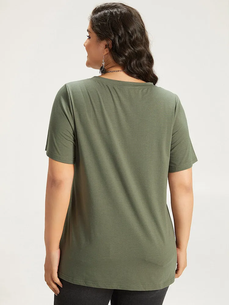 Halloween Skull Print Crew Neck T-shirt sold by Bloomchic product image thumbnail 2