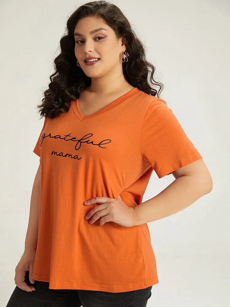 Halloween Letter Print V Neck T-shirt sold by Bloomchic product image thumbnail 4