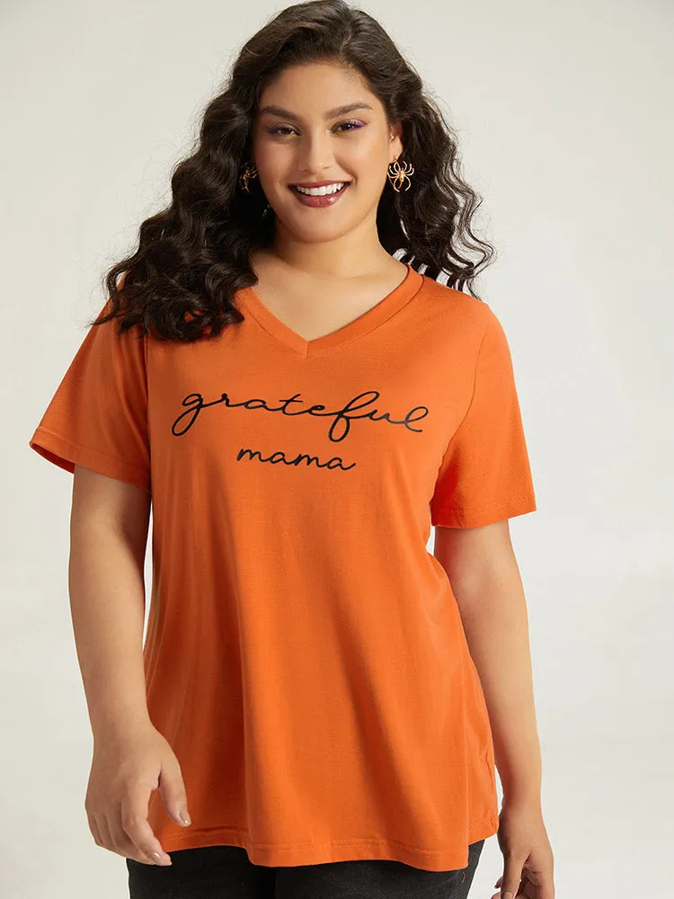 Halloween Letter Print V Neck T-shirt sold by Bloomchic product image thumbnail 5