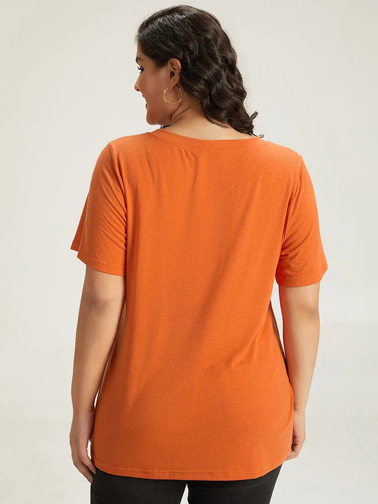 Halloween Letter Print V Neck T-shirt sold by Bloomchic product image thumbnail 2
