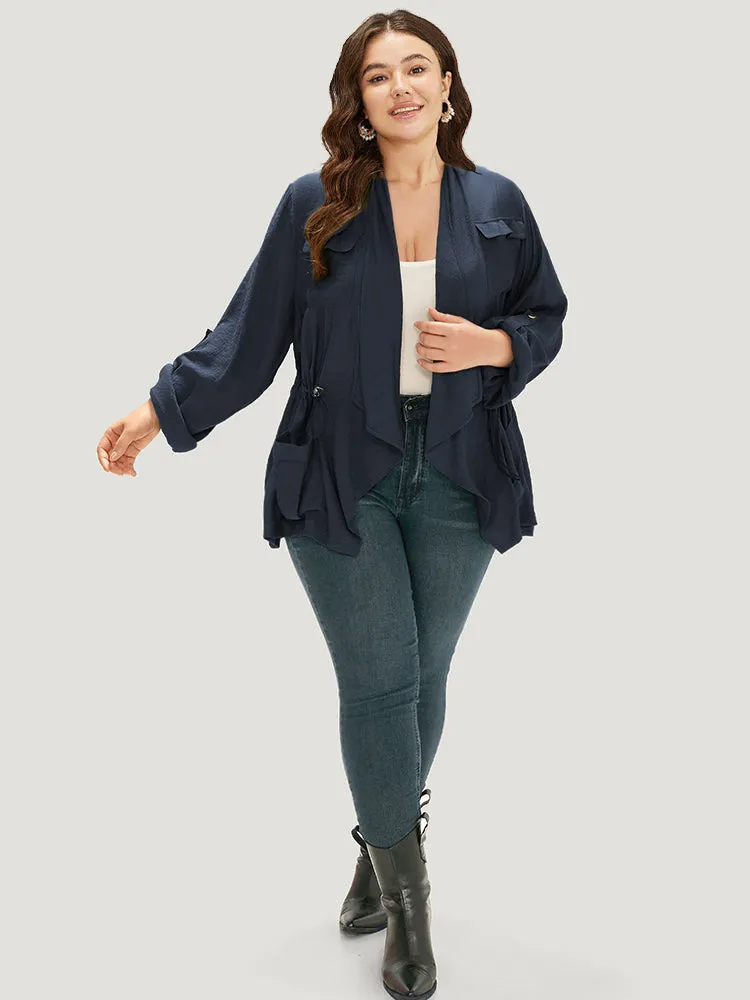 Supersoft Essentials Plain Pocket Asymmetrical Drawstring Coat sold by Bloomchic product image thumbnail 4