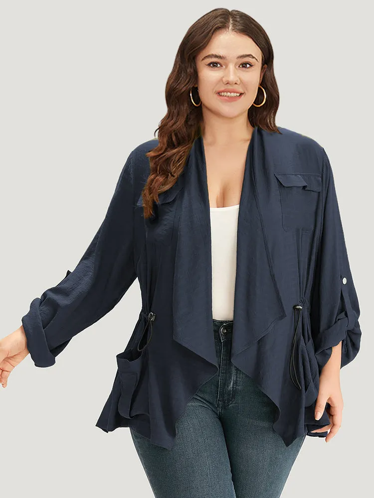 Supersoft Essentials Plain Pocket Asymmetrical Drawstring Coat sold by Bloomchic