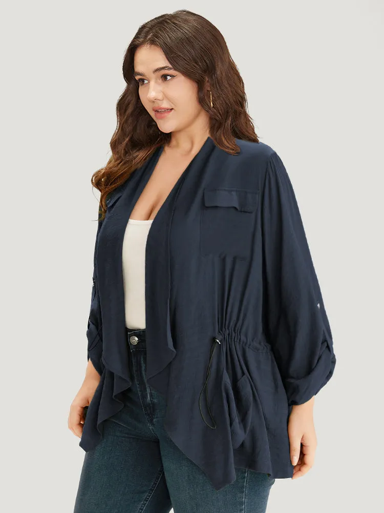 Supersoft Essentials Plain Pocket Asymmetrical Drawstring Coat sold by Bloomchic product image thumbnail 2