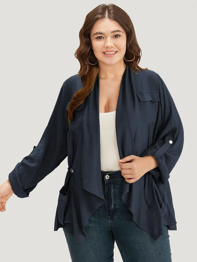 Supersoft Essentials Plain Pocket Asymmetrical Drawstring Coat sold by Bloomchic product image thumbnail 3