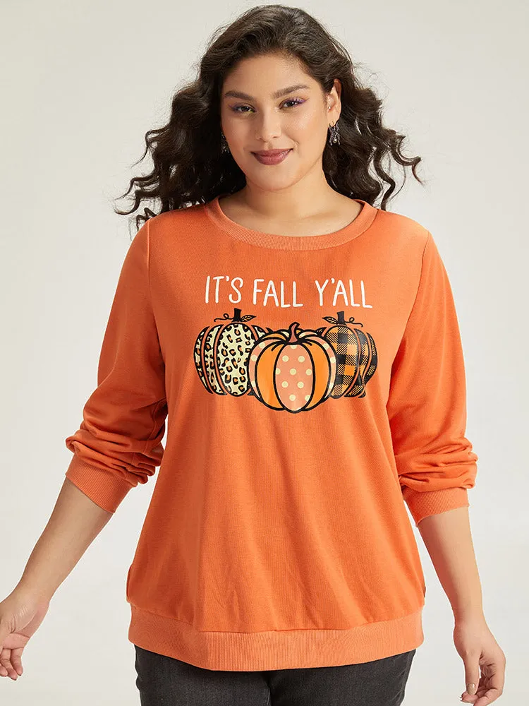 Halloween Pumpkin Crew Neck Elastic Cuffs Sweatshirt sold by Bloomchic product image thumbnail 2